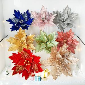 Faux Glitter Poinsettia <b>Flowers</b> - Product Image 1