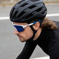 Lunettes de soleil sportives à demi-monture blanches avec logo personnalisé, verres Sunset Shield, lunettes de cyclisme, vente en gros, MOQ