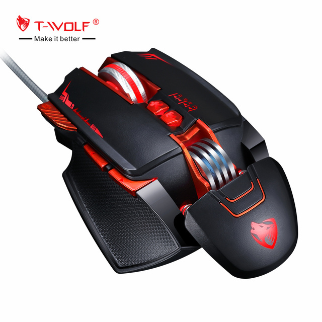 T-WOLF V9 Custom Gaming Mouse RGB Backlight Breathing Light Macro Programmer Mouse for Competitive Games Eat Chicken