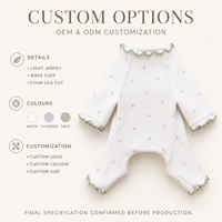 Combinaison pour bébé à pois blancs avec bordure verte, mignonne et confortable, à porter toute l'année