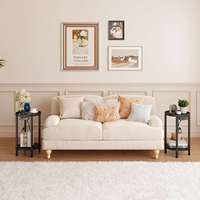 Table d'appoint ronde noire en gros, table basse circulaire noire, tables rondes pour canapé et collations pour salon