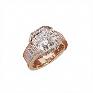 แหวนหมั้นสวยงาม 5.1 กะรัต E/F VS/VVS ทองคำแท้ 18k ชุบทองคำชมพู เพชรทรง Asscher  เพชรเลี้ยงในห้องปฏิบัติการ ได้รับการรับรอง - Product Image 2
