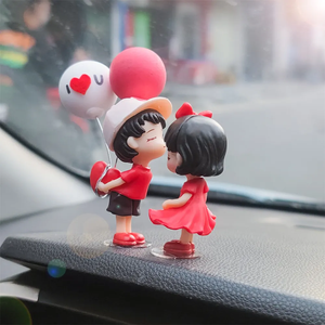 Balon pernikahan Mini kekasih pengantin pria kartun lucu mainan Dekorasi Aksesori Interior mobil Mini idola dasbor Resin - Product Image 2