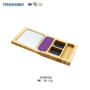 Palette de fard à paupières vide en bambou avec miroir, 2 couleurs, pour blush magnétique, poudre illuminatrice et poudre compacte - Product Image 6