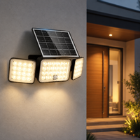 Lampe murale solaire à 3 têtes réglables, panneau solaire séparable, capteur PIR, étanche IP65, lampe extérieure pour porche, garage, cour, jardin