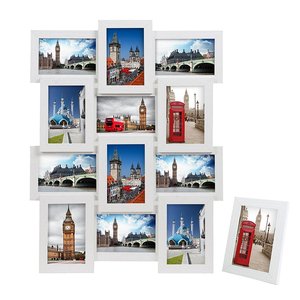 Cornice <span class=keywords><strong>da</strong></span> <span class=keywords><strong>Parete</strong></span> Artigianale in Legno Massello per Collage Multi-Foto, 12 Pezzi 4x6 - Product Image 1