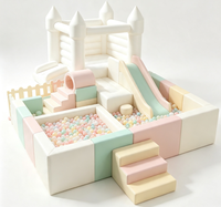 Château gonflable personnalisé en pastel, équipement de jeu souple, piscine à balles blanche, toboggan pour tout-petits, aire de jeux intérieure pour fêtes et maison
