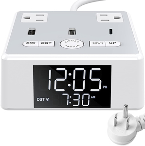 Réveil numérique LED multifonction avec fonction snooze, affichage de l'heure, horloge de table, multiprise moderne pour la décoration de chambre. - Product Image 1