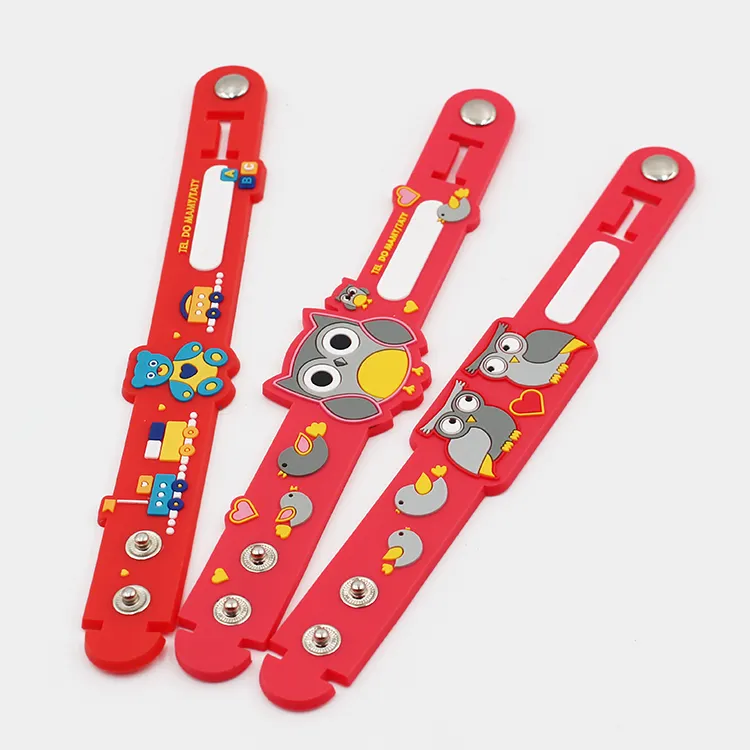 Factory Wholesale bulk Custom Kids Ruler Reflective Snap Slap Band Silicone Bracelet Slap Wristband
