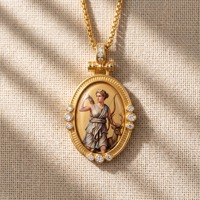 Pendentifs religieux Soleil Lune Apollon Arthémis en laiton plaqué or, émail peint à la main, zircon, collier assorti pour couple, tierce marque
