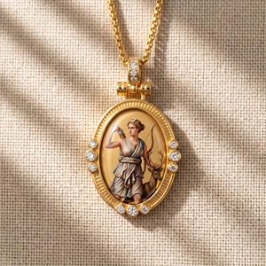 Colgantes Sol y Luna Apolo Artemisa <span class=keywords><strong>de</strong></span> Latón Bañado en Oro con Esmalte Pintado a Mano y Circones, Collar <span class=keywords><strong>de</strong></span> Pareja, Joyería a Juego, Proveedor - Product Image 2