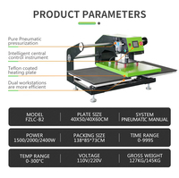 Presse à chaud pneumatique semi-automatique à double table pour sublimation de t-shirts avec lumière laser et support mobile