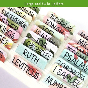 แท็บคั่นหนังสือพระคัมภีร์ลายดอกไม้  แท็บคั่นหนังสือพระคัมภีร์เคลือบลามิเนตสีสันสดใส  แท็บคั่นหนังสือพระคัมภีร์สำหรับพระพันธสัญญาเดิมและพระพันธสัญญาใหม่  ฟิล์มเคลือบด้าน  ของขวัญ - Product Image 2