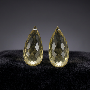 Quartz Citron Luxueux sur Mesure, Qualité Supérieure, Pierre Précieuse Jaune Naturelle, Coupe Facettée, Longues Gouttes 10x20mm, Calibré par un Tiers - Product Image 3