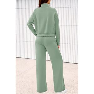 FOXA <b>Women's</b> 2 Piece Outfits Zip Up Sweatshirt Wide Leg Sweatpants Casual <b>Tracksuit</b> Lounge Sets - Product Image 5