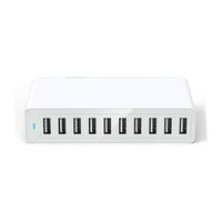 Cargador USB 2.0 Rápido de 5V 12A para Smartphone, Estación de Carga de 60W, Cargador USB de Escritorio de 10 Puertos para Teléfonos Móviles/Tabletas