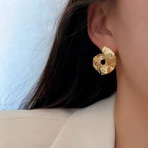 Irregular <strong>Abstract</strong> Boho <strong>Designer</strong> Swirl Earrings Hoop Dangle Retro Style Vintage Chunky Exaggeration Gold <strong>Jewelry</strong> Earrings - Product Image 3
