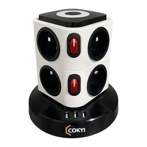 Multi-Socket avec 8 compartiments et 3 ports USB Protection contre les surcharges Court-circuit Noir Tour de prise <span class=keywords><strong>Rallonge</strong></span> rétractable - Product Image 3