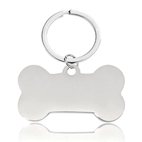Porte-clés mousqueton personnalisé en acier inoxydable vierge, forme os de chien, résistant, avec gravure pour identification d'animal de compagnie