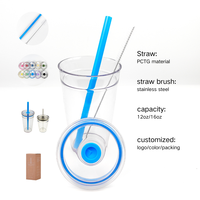 2025 nouveau design personnalisé petit gobelet gobelet 12oz 16oz tasse froide en plastique transparent à paroi unique avec couvercle et paille pour la rentrée des classes