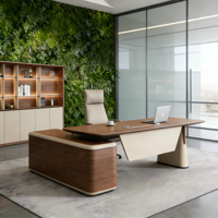 Bureau de direction - Design moderne en placage de bois/MFC avec rangement durable, assemblage requis