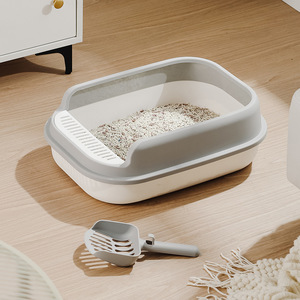 Semi Enclosed Large <b>Cat</b> <b>Litter</b> Box With Scoop Included Rectangle Shape For Adult <b>Cats</b> Thickened Anti Splash Design - Product Image 3