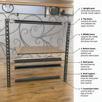 Système d'étagères de rangement pliables en métal à 2 niveaux, robustes, sans boulons, réglables, pour cuisine domestique, vente en gros OEM personnalisée