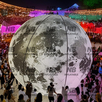 Modèle de lune gonflable géant publicitaire avec éclairage, imperméable, taille personnalisable, installation facile, ballon sur l'eau pour la décoration