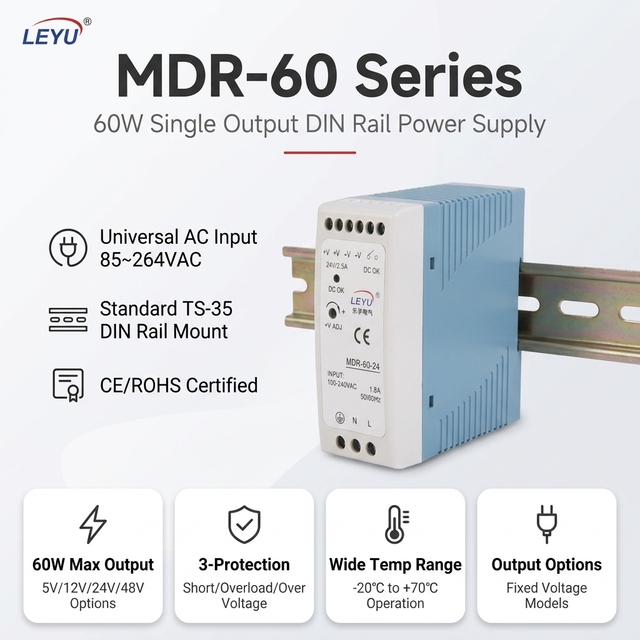 MDR-60-24 60W 24V 2.5A DIN Rail Power Supply SMPS Fuente Carril DIN for Industrial Automation