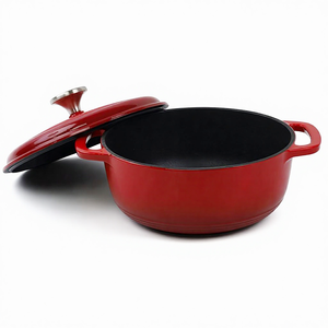 Cocotte en fonte émaillée rouge robuste pour cuisson lente et saine, compatible induction - Product Image 3