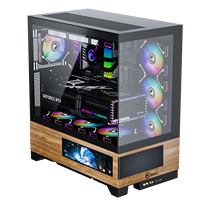Boîtier PC KINPOWER en bois et verre trempé avec écran LCD, idéal pour le gaming, micro-ATX, maille, entièrement personnalisable – Nouveauté très prisée