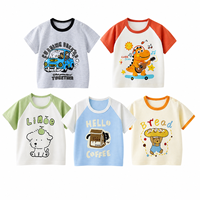 Vêtements d'été pour enfants, garçons et filles, t-shirt en coton à manches courtes, col rond, imprimé de dessins animés, vêtements pour enfants de 1 à 8 ans