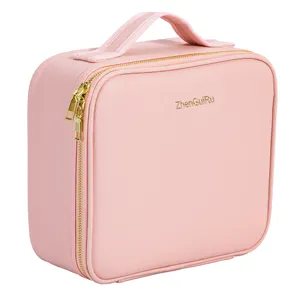 Custom Logo Custom PU Leather Portable Travel Dimmable Led Makeup Bag Cosmetic Case With Led Mirror