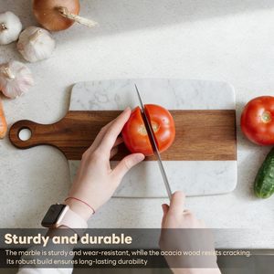 Planches à découper de cuisine en bois d'acacia double face avec jointure marbrée pour steak, fromage, viande et pain - Product Image 3
