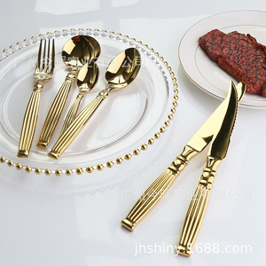 Juego de Cubiertos de Acero Inoxidable 304 Estilo Francés Shiny-Jh, Diseño de Columna Romana con Acabado Pulido Espejo, Cuchillo, Tenedor y Cuchara para Cena - Product Image 4