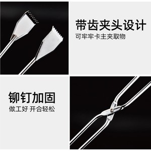 Green Smooth Stainless Steel Trash Tongs 20cm Durable Household Cleaning Tool - Product Image 4