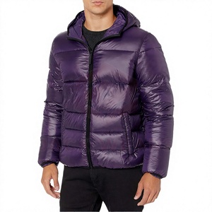 Unisex Purple Hooded <b>Jacket</b> with Zipper Waterproof Casual Autumn Down Filled Regular Fit <b>Pattern</b> Polyester Shell Front Logo - Product Image 1