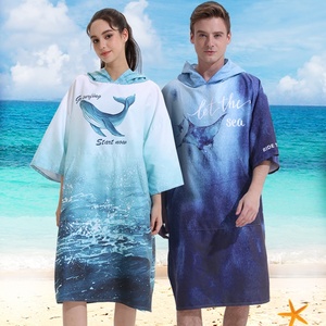 Serviette de bain en microfibre imprimée sur mesure à motif de dessin animé à séchage rapide <span class=keywords><strong>poncho</strong></span> à capuche personnalisé manches de poche <span class=keywords><strong>peignoir</strong></span> à langer <span class=keywords><strong>surf</strong></span> - Product Image 2