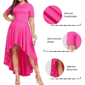 <span class=keywords><strong>Vestido</strong></span> largo POVTY de talla grande con estampado personalizado para mujer, vestidos largos elegantes de verano con volantes y volantes de manga corta para <span class=keywords><strong>fiesta</strong></span> - Product Image 2