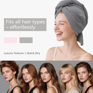 Toalla de <span class=keywords><strong>microfibra</strong></span> para el cabello rizado, tejido tipo gofre, secado rápido, súper absorbente, anti-frizz, turbante para mujeres con cabello largo <span class=keywords><strong>y</strong></span> grueso - Product Image 3