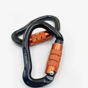 Black Metal Snap Hook 7075 Aluminum Self-Locking Carabiner Hook for Climbing and Outdoor Working High Above The Ground etc