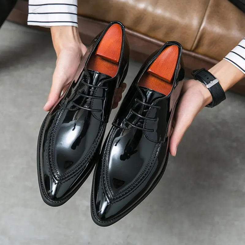 Oxford – chaussures formelles italiennes en cuir verni de luxe pour hommes,  chaussures de mariage à bout pointu pour hommes