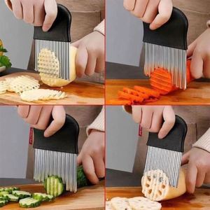 Utensilios de Cocina, Cuchillo para Patatas de Acero Inoxidable, Cortador Manual de Patatas y Cebollas, Cortador de Patatas Onduladas, Picador, Herramienta para Hacer Papas Fritas - Product Image 2