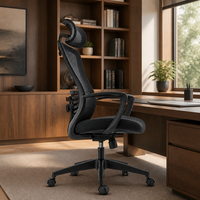 Chaise de bureau ergonomique moderne en maille, dossier haut, soutien lombaire réglable, chaise pivotante pour les cadres, les dirigeants et le personnel