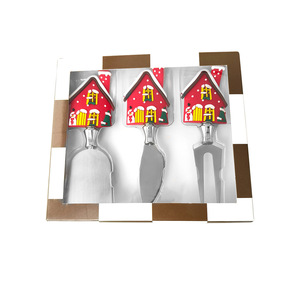 Christmas House Stainless Steel Cheese Knife Set 3 Pc Dishwasher Safe Cutlery For Holiday Serving - Product Image 1