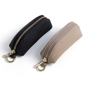 Japanese Style Mini Genuine Leather <b>Coin</b> <b>Purse</b> Top-Grain Cowhide with Pebbled Texture Zipper Closure Personalized Engraved Gift - Product Image 1
