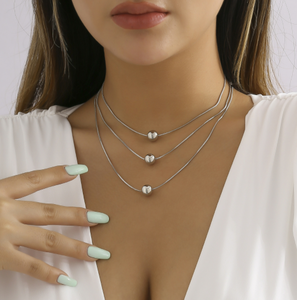 Superpuesta-collar de aleación de plata, accesorio geométrico esférico de metal de tres capas, se puede separar, venta al por mayor - Product Image 3