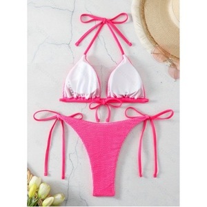 Bikini 2024 Europeo y Americano, Sexy, con Cordones, Tipo Halter, para Mujer, Moda de Comercio Exterior, Traje de Baño de Dos Piezas Multicolor - Product Image 5