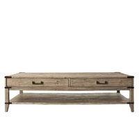 Table basse de style antique, couleur naturelle, bois massif, table à thé, table basse en bois vintage