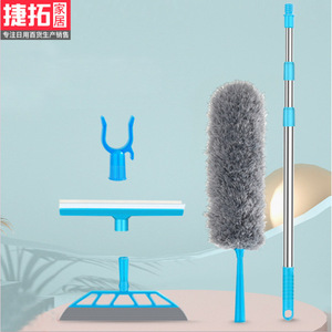 Telescopic Glass Cleaner With Scraper And <b>Sponge</b> For Window Cleaning Stainless Steel <b>Handle</b> Extendable Design - Product Image 4